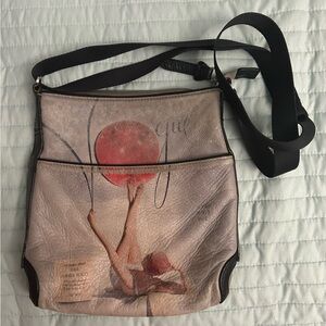 ICON LA Genuine Leather Crossbody Bag Vintage Vogue Print.